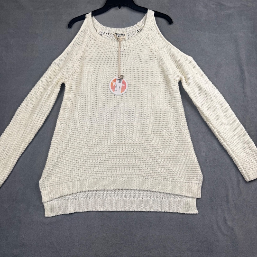 Show Me Your Mumu Shiver Shoulder Sweater Coconut White Cold Shoulder XS MS7-513